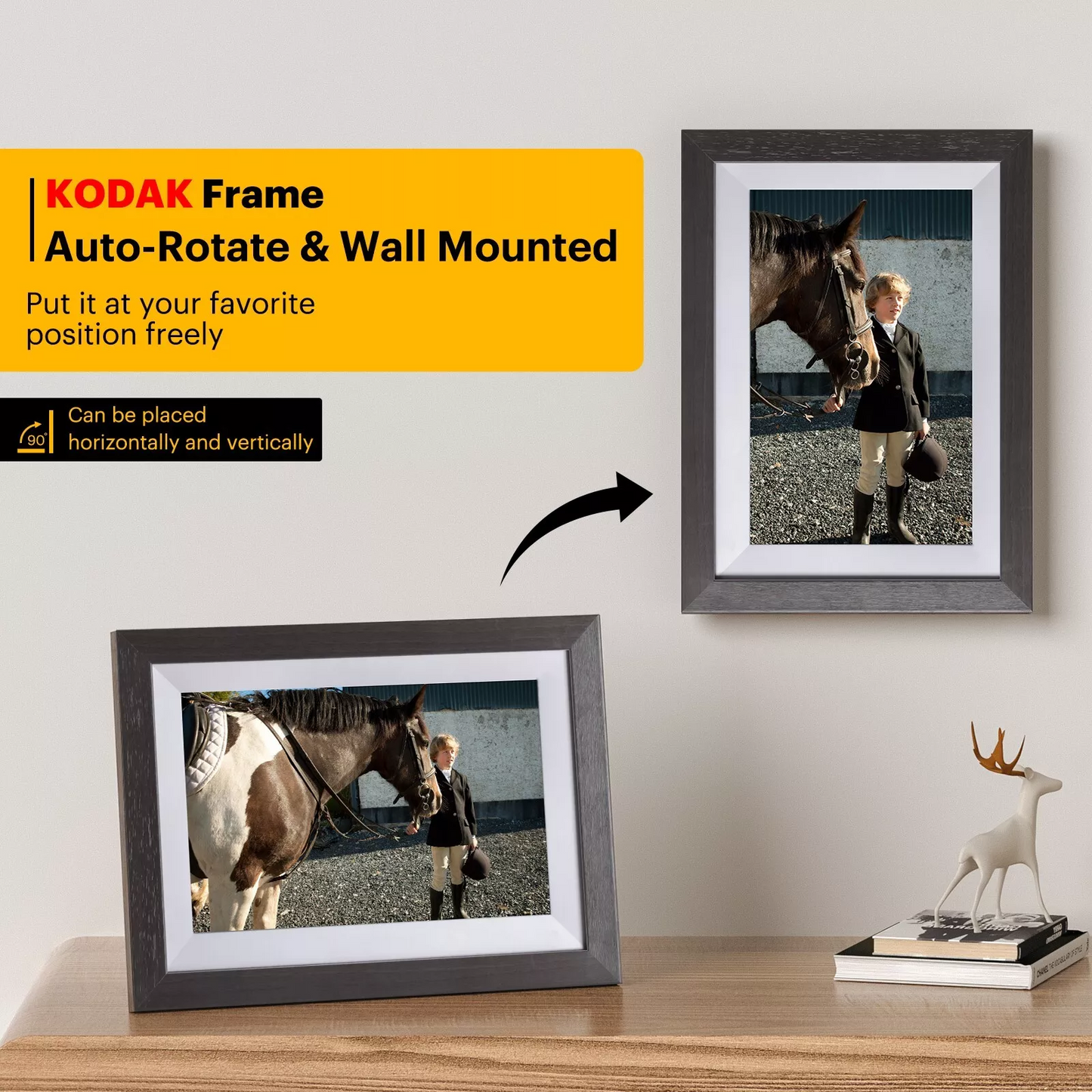 Kodak Wooden Digital Photo Frame 1012W, WiFi 10.1 inch HD IPS Touchscreen, 32GB