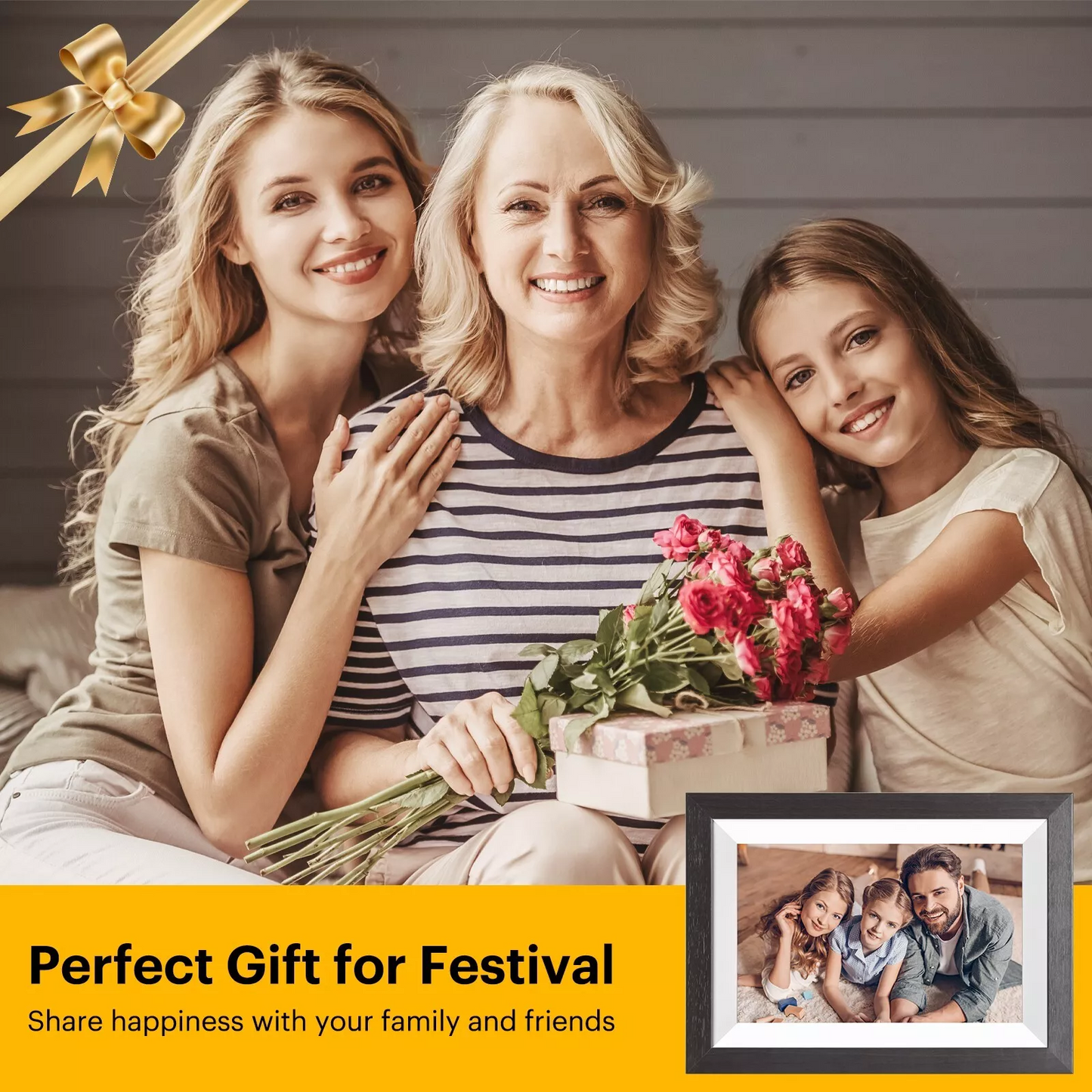 Kodak Wooden Digital Photo Frame 1012W, WiFi 10.1 inch HD IPS Touchscreen, 32GB