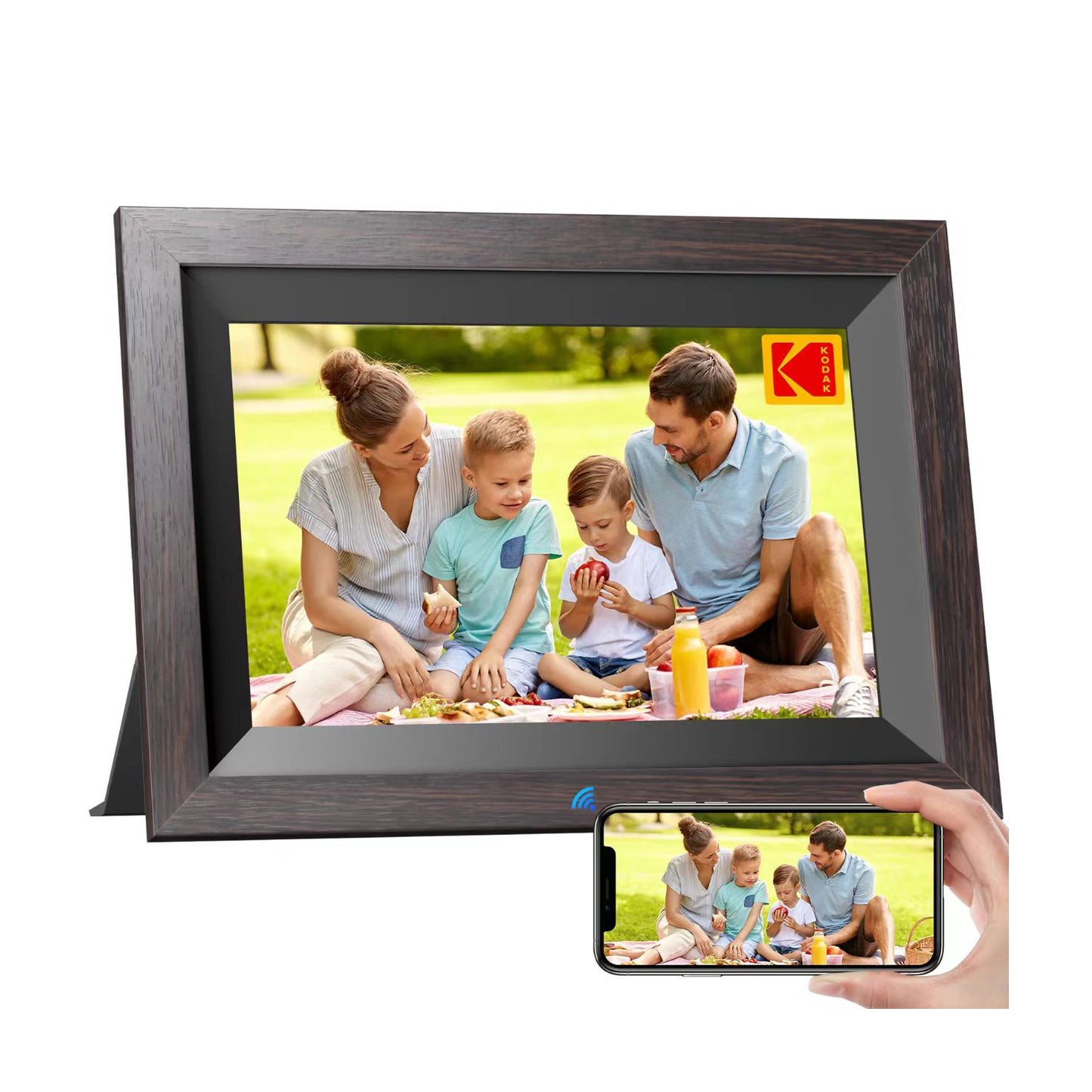 Kodak Wooden Digital Photo Frame 1012W, WiFi 10.1 inch HD IPS Touchscreen, 32GB