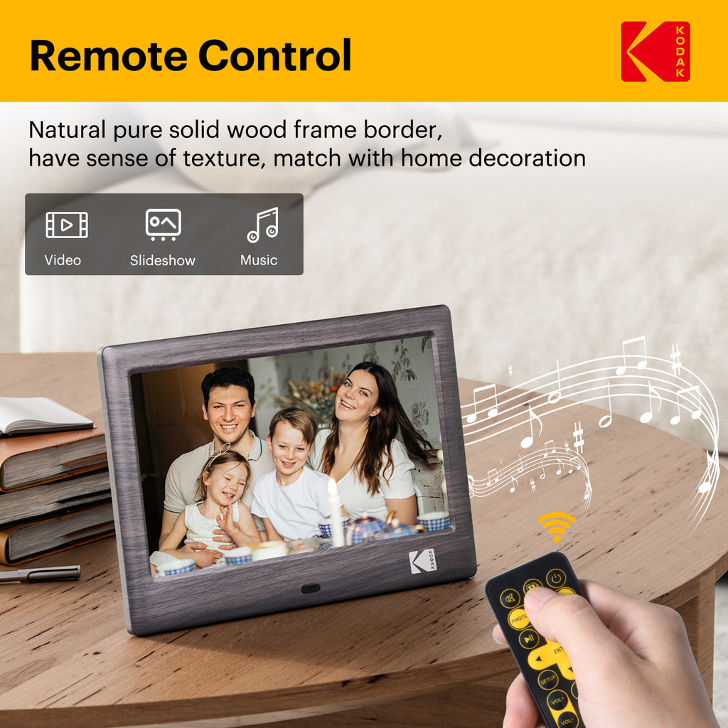 KODAK 7 Inch Wood Digital Picture Frame with Remote Control RDPF-708C