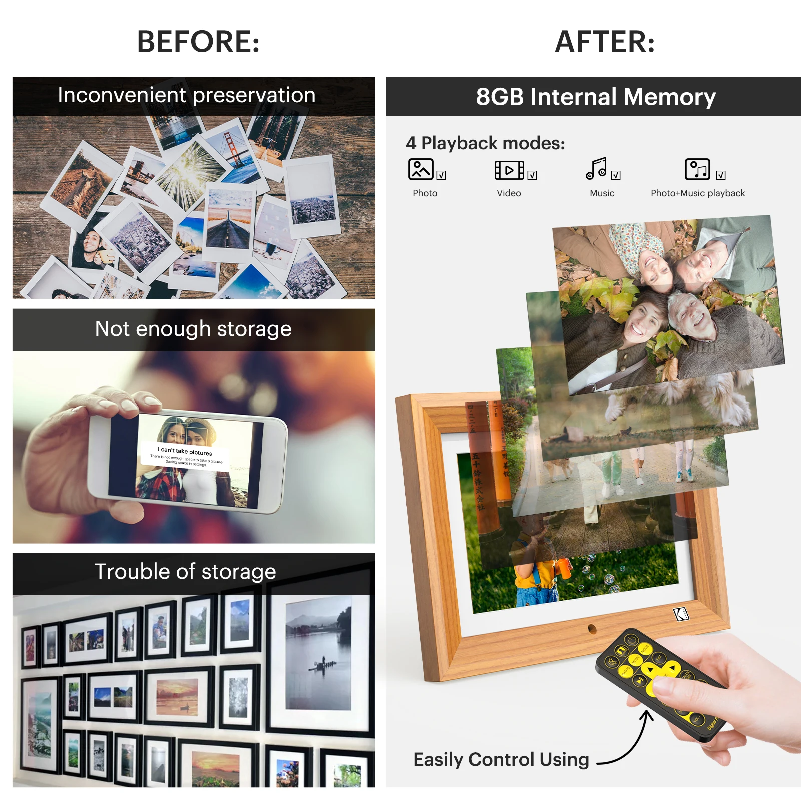 Kodak 10.1 Inch Digital Picture Frame with Remote Control 1280*800 HD Display RDPF-1020V