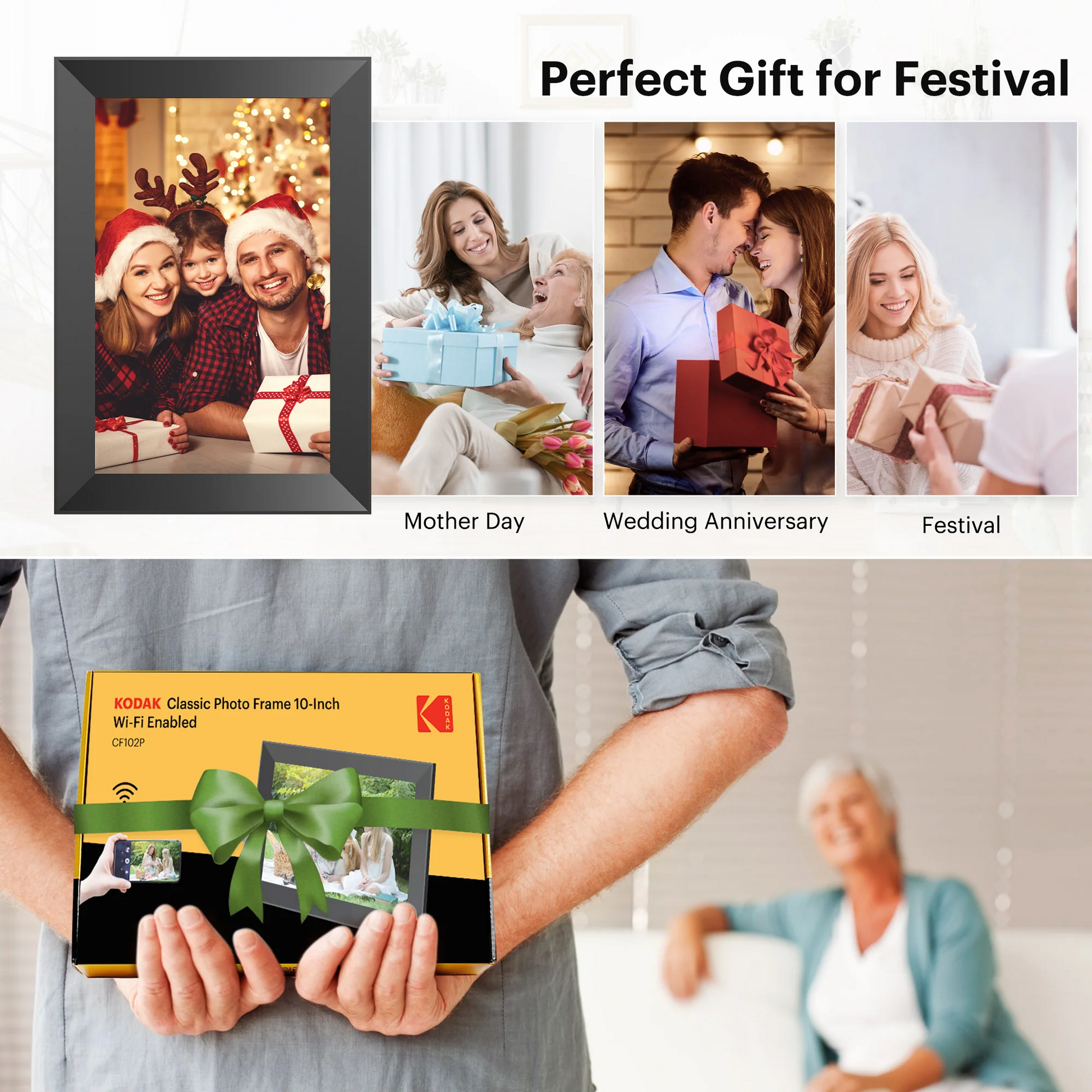 KODAK 10.1-inch Classic Digital Photo Frame CF102P Wi-Fi Enabled