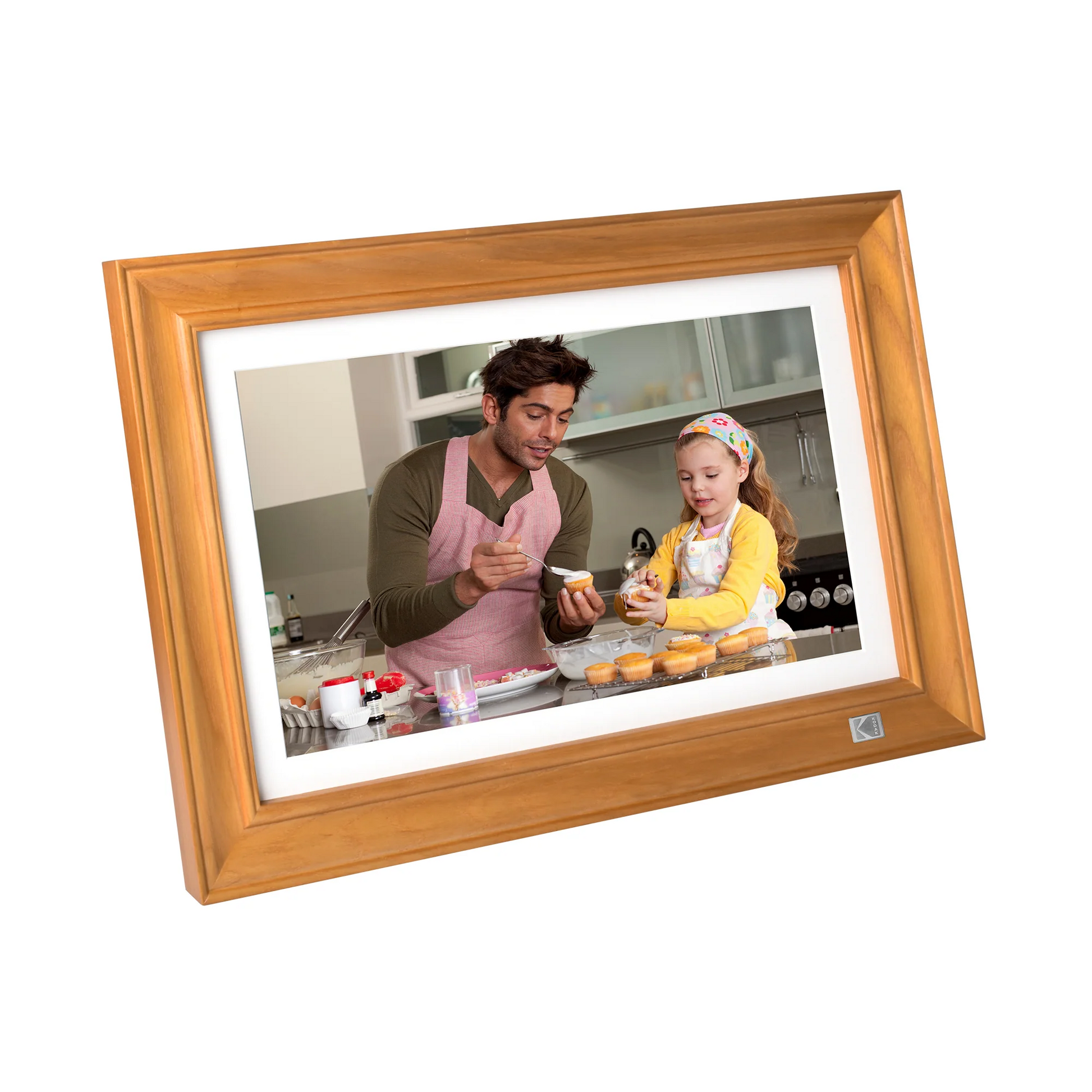 Kodak 14.1 Inch Smart WiFi Digital Picture Frame 1920x1080 Touch Screen Built in 32GB Memory (Wood)