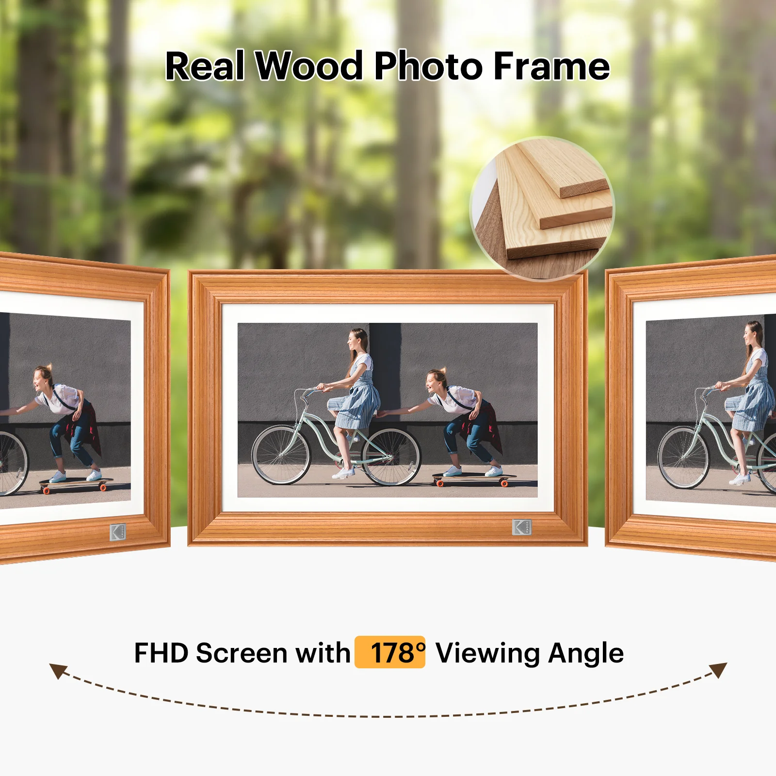 Kodak 14.1 Inch Smart WiFi Digital Picture Frame 1920x1080 Touch Screen Built in 32GB Memory (Wood)