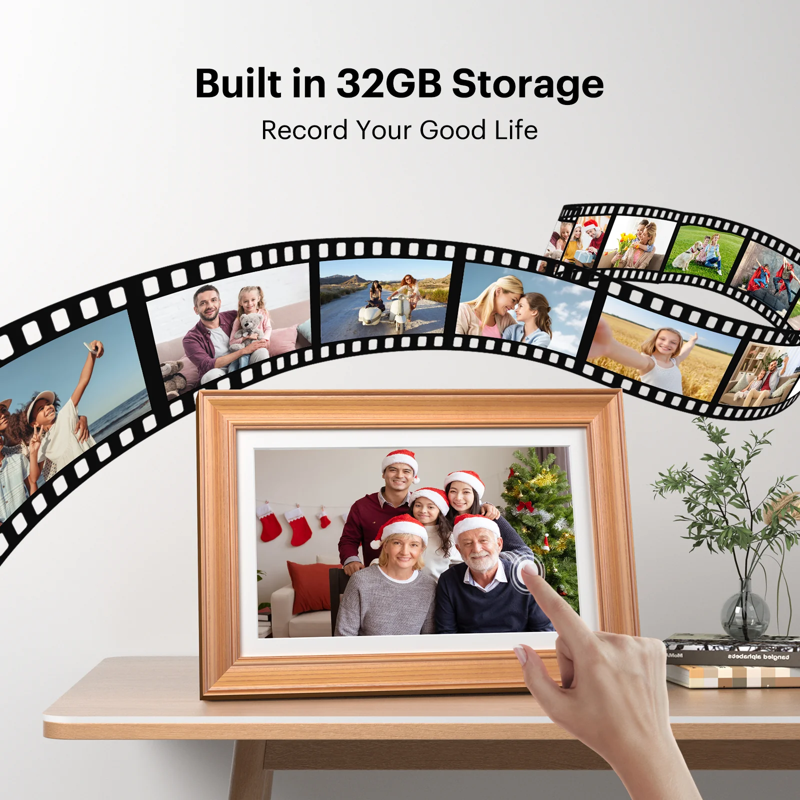 Kodak 14.1 Inch Smart WiFi Digital Picture Frame 1920x1080 Touch Screen Built in 32GB Memory (Wood)