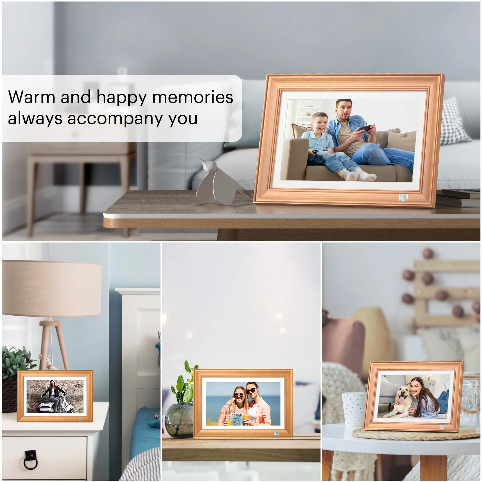 Kodak 14.1 Inch Smart WiFi Digital Picture Frame 1920x1080 Touch Screen Built in 32GB Memory (Wood)