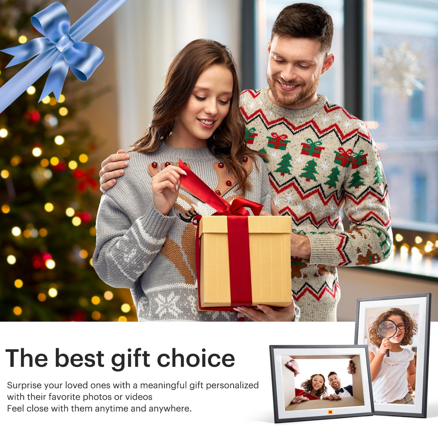 Kodak 15.6" Smart Digital Photo Frame Wooden Frame Design USB-C Safety Mark Certified