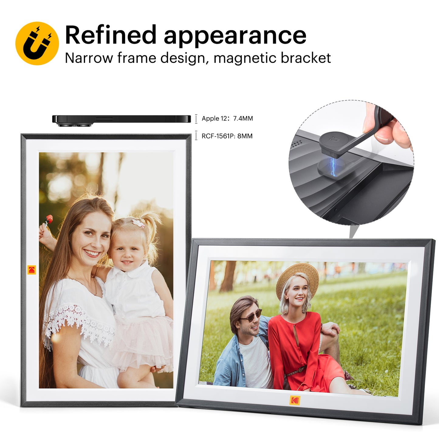 Kodak 15.6" Smart Digital Photo Frame Wooden Frame Design USB-C Safety Mark Certified