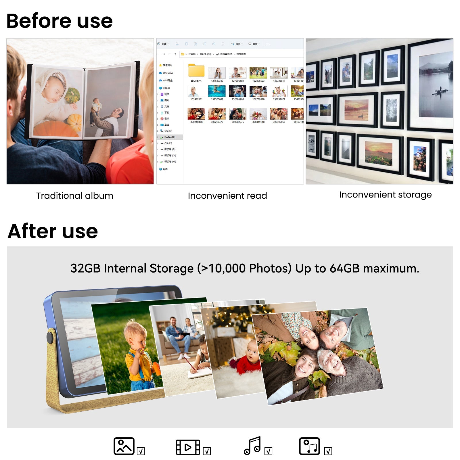 KODAK 10″ IPS Touch Panel WiFi  Digital Photo Frame RWF-108H