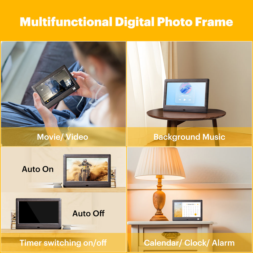 KODAK 7 Inch Wood Digital Picture Frame with Remote Control RDPF-708C
