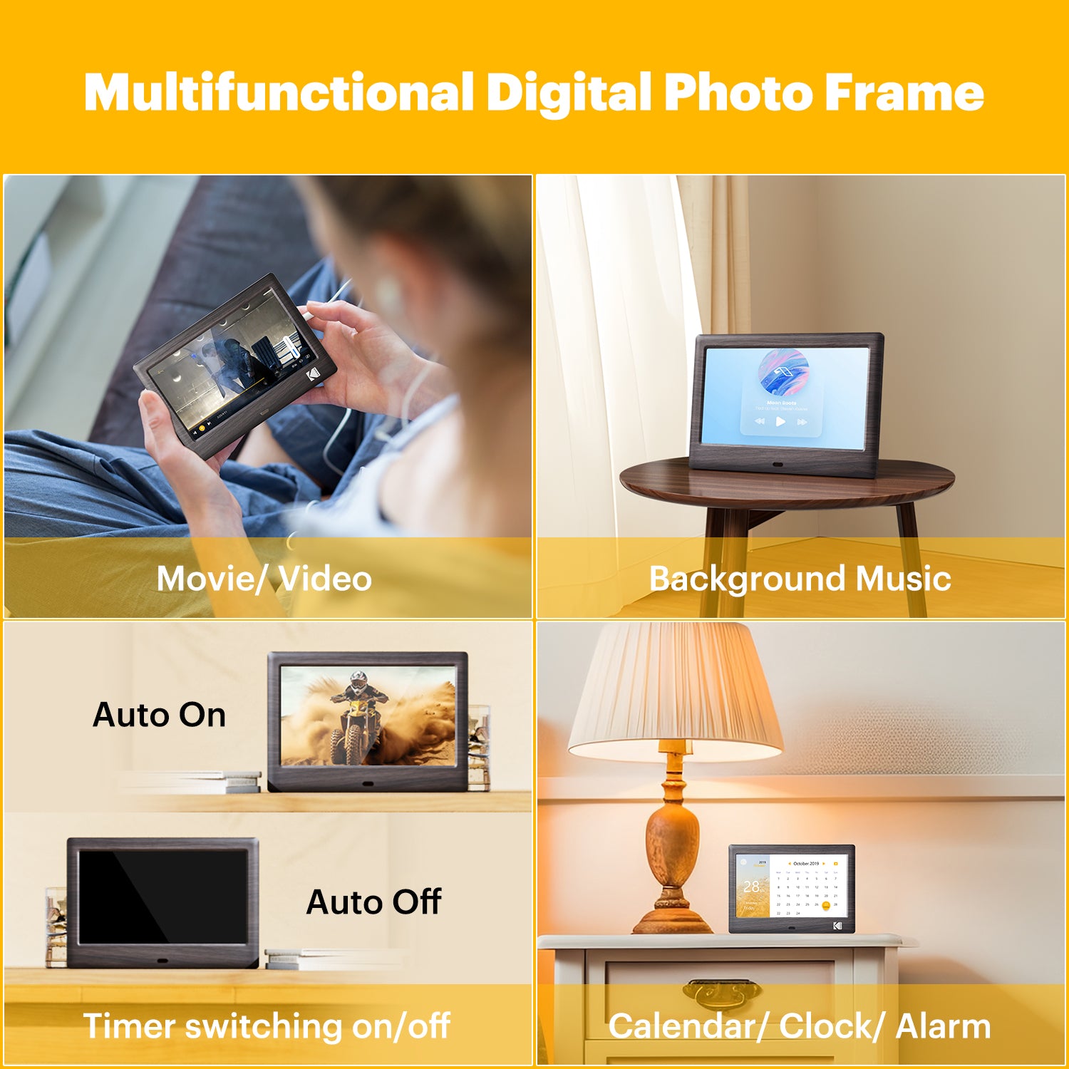 KODAK 7 Inch Wood Digital Picture Frame with Remote Control RDPF-708C