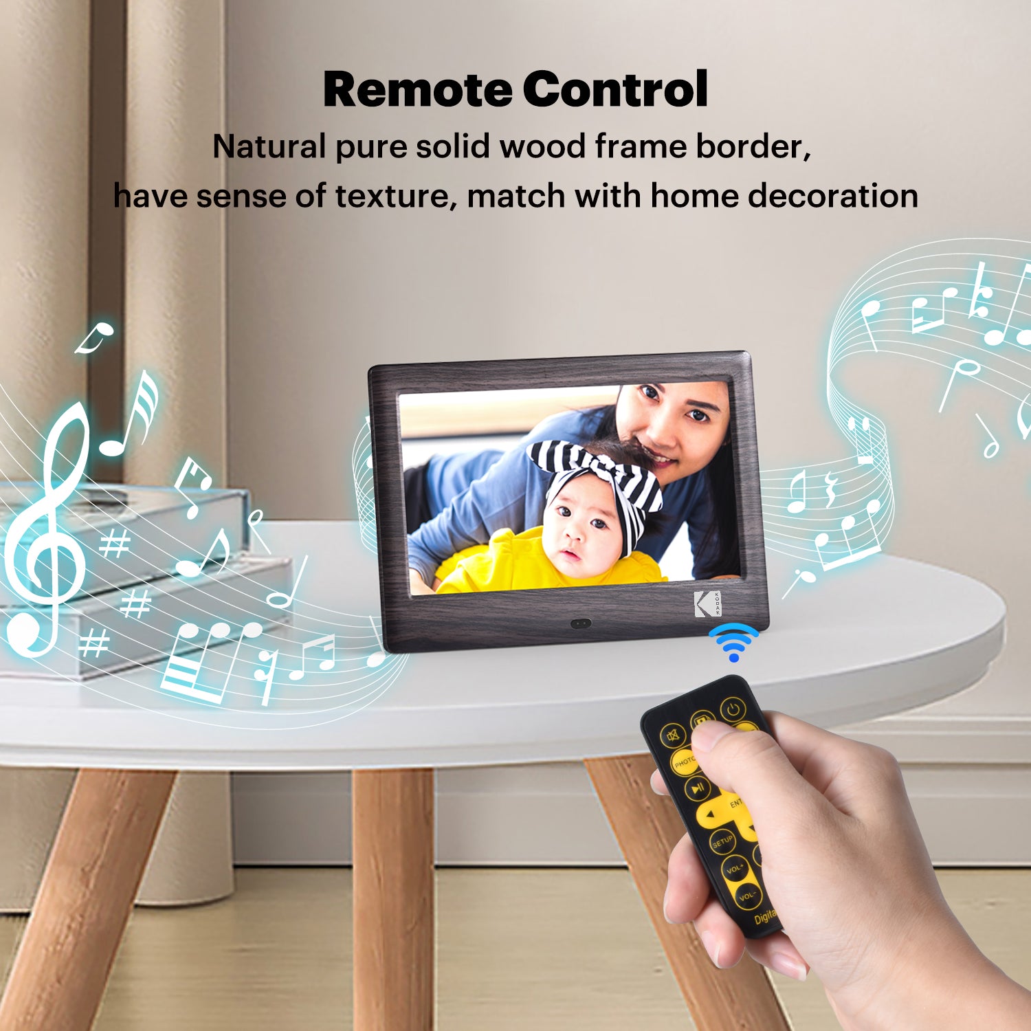 KODAK 7 Inch Wood Digital Picture Frame with Remote Control RDPF-708C