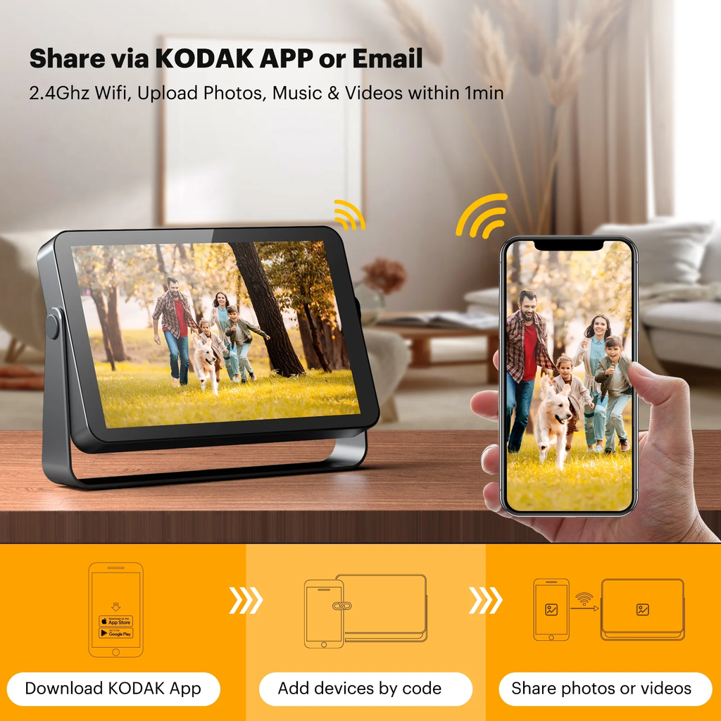 Digital Photo Frame Kodak RWF-109V Wifi - 32GB Internal Memory