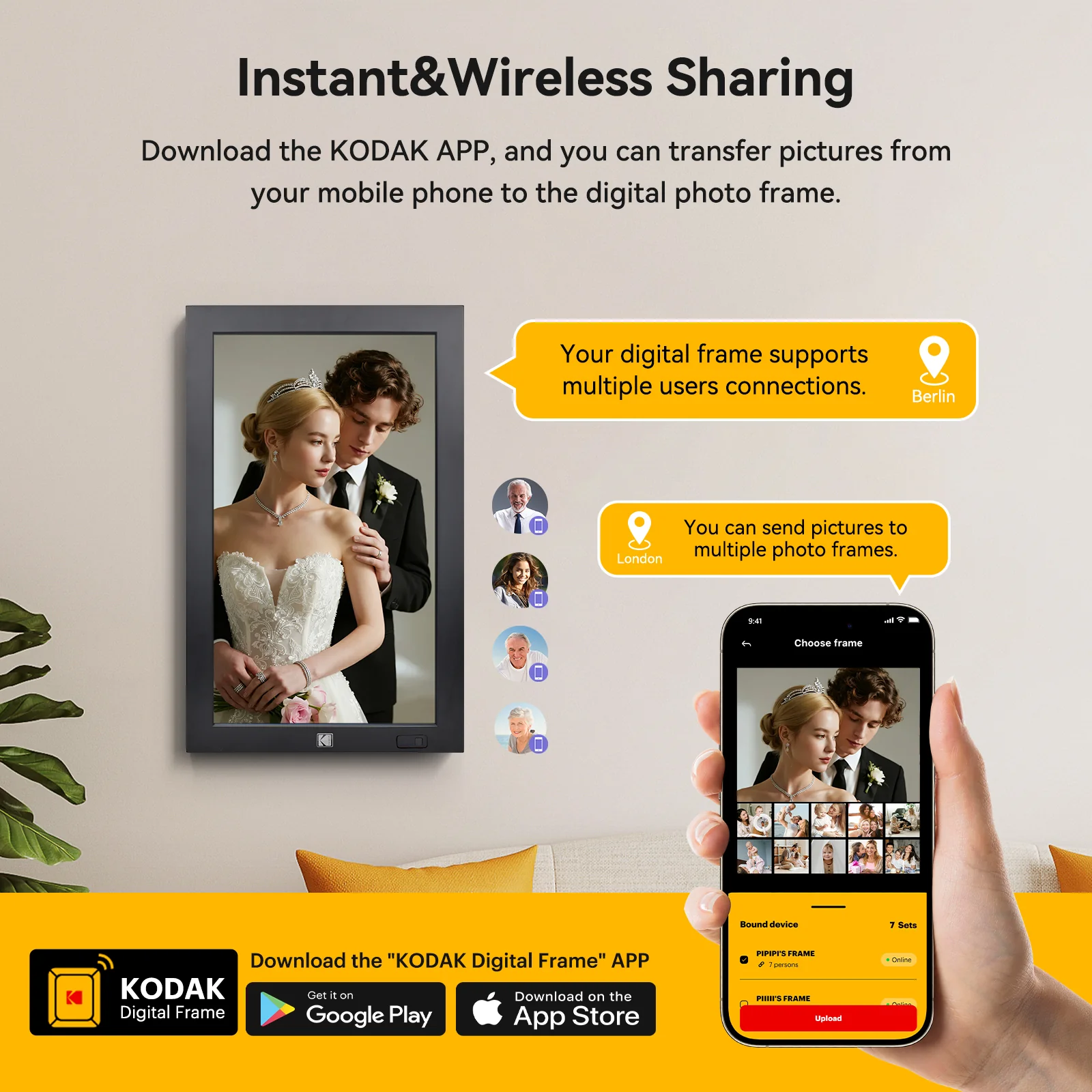 KODAK 23.8" Wi-Fi Enabled Digital Photo Frame WF238V