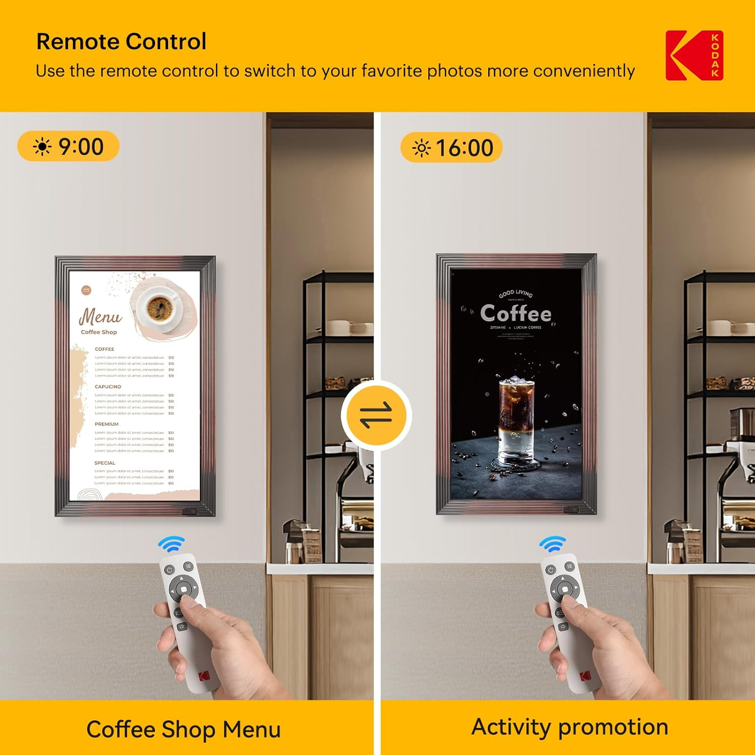 Kodak 21.5" Smart Digital Picture Frame Auto-Rotating 1920 * 1080 FHD IPS Screen Remote Control