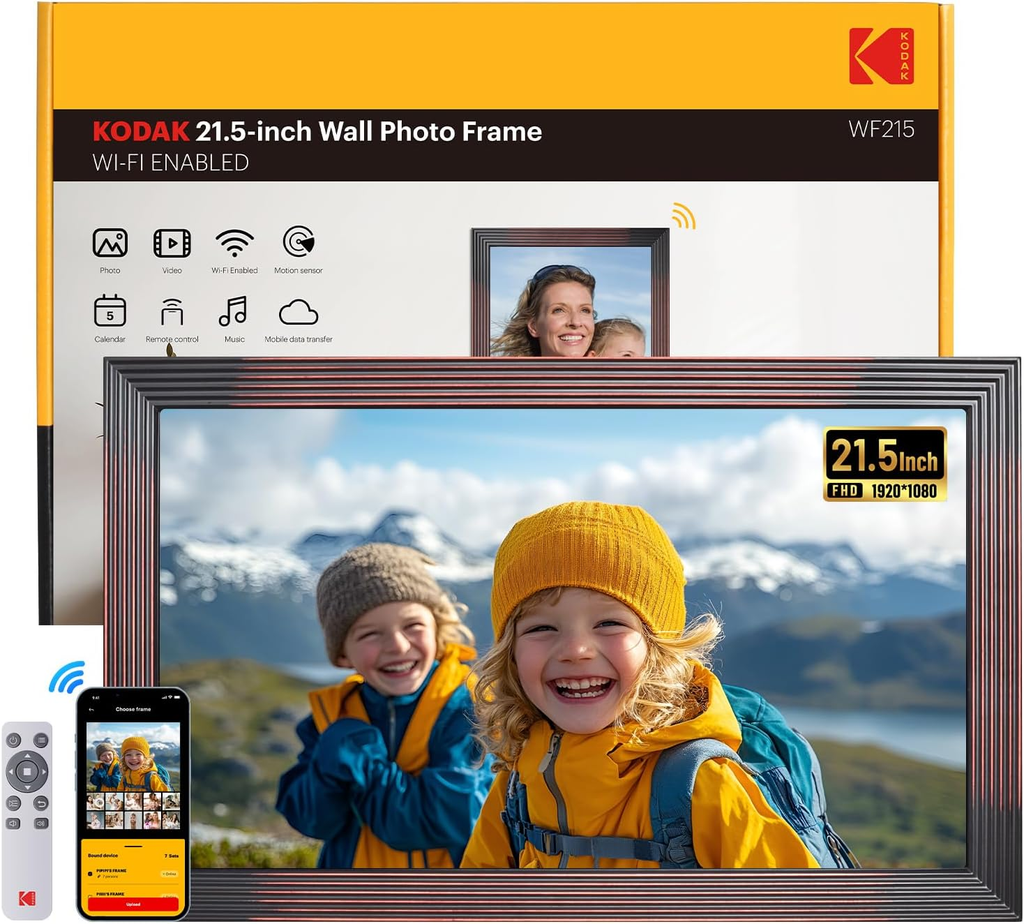 Kodak 21.5" Smart Digital Picture Frame Auto-Rotating 1920 * 1080 FHD IPS Screen Remote Control