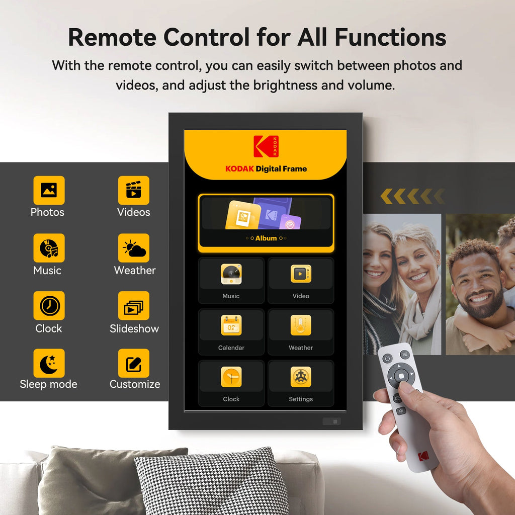 Kodak 21.5" Smart Digital Picture Frame Auto-Rotating 1920 * 1080 FHD IPS Screen Remote Control