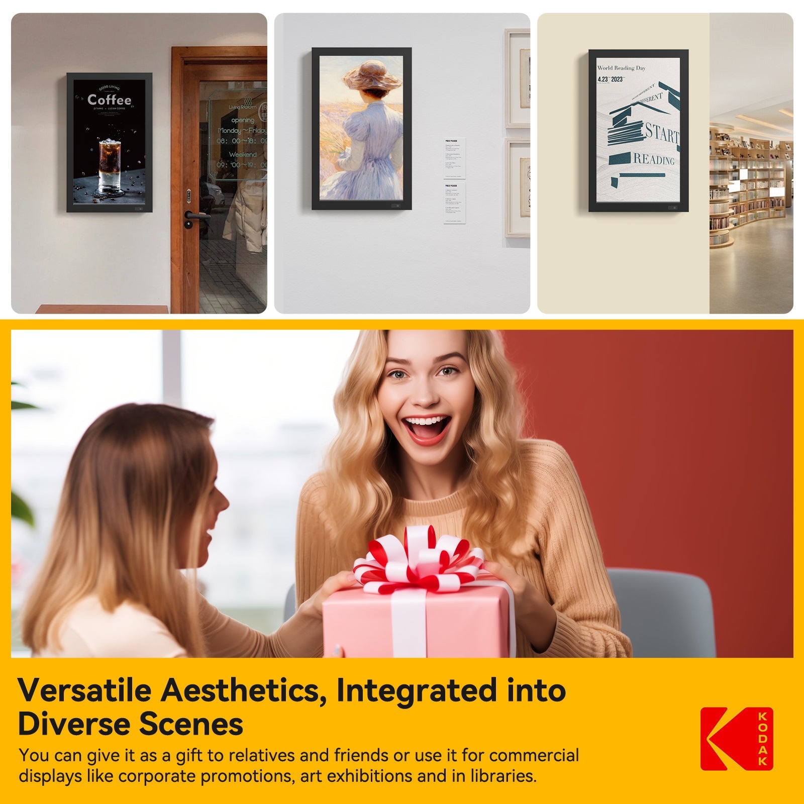 Kodak 21.5" Smart Digital Picture Frame Auto-Rotating 1920 * 1080 FHD IPS Screen Remote Control