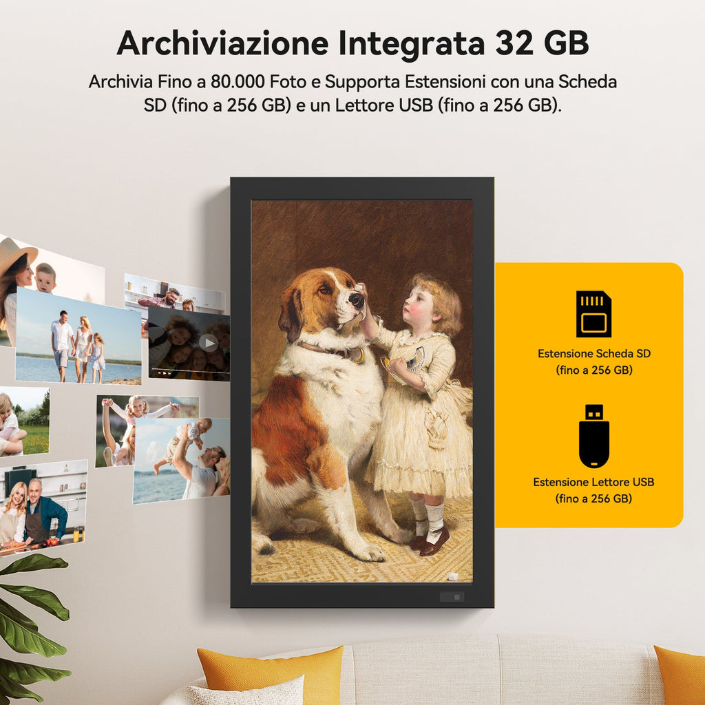 Kodak 21.5" Smart Digital Picture Frame Auto-Rotating 1920 * 1080 FHD IPS Screen Remote Control