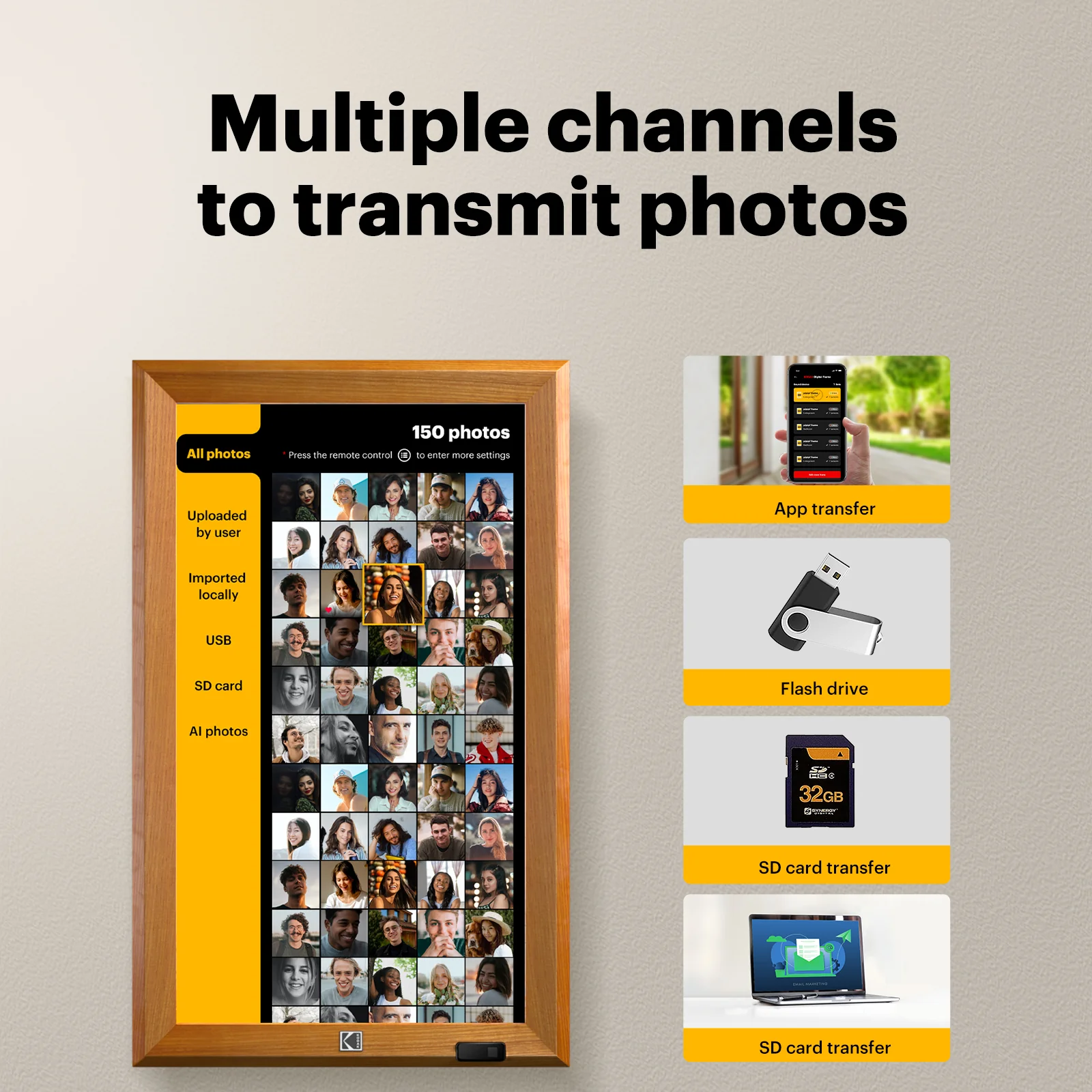 KODAK 23.8" Wi-Fi Enabled Digital Photo Frame WF238V